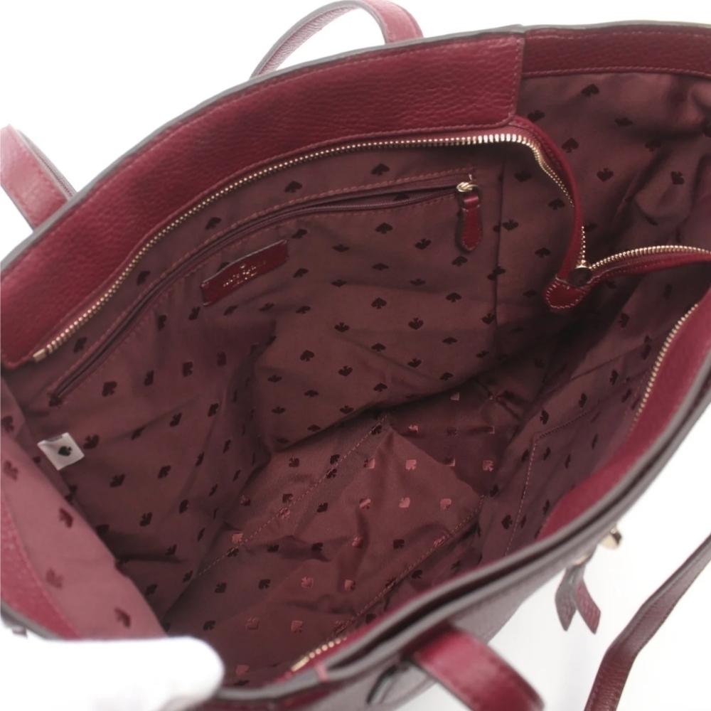 Kate Spade Marti Large Shoulder Bag Bordeaux Pebbled Leather Hobo Bucket - Picture 3 of 7